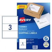 Avery L7155 Trueblock Laser Parcel Labels 3up 2007x931mm 100 Box