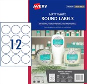 Avery Labels Round 60mm Matt White 10 Pack