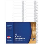 Avery Dividers Numerical 1to54 Tabs White