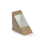 Biopak BioBoard Sandwich Wedge Box with Window Medium