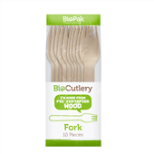 Biopak BioCutlery Wooden Fork 16cm FSC 10 Pack Sold as Each 20 in a Carton