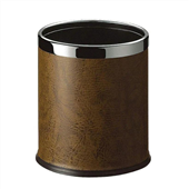 Dolphy Round Leatherette Brown Room Bin 8L