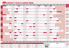 Sasco 2026 Compact Year Planner 594420mm Red