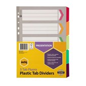 Marbig Dividers 5 Tab Manilla Reinforced A4 Fluoro