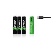 COAST ZithionX AAA Rechargeable USBC Batteries 4 PACK