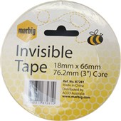 Marbig 87281 Invisible Tape Clear 18mmx66m Roll Sold as Each 8 in a Bundle