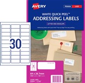 Avery L7158 Laser Labels 30UP White 100 Box
