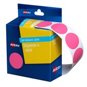 Avery Dispenser Dot Stickers 24mm Diameter Pink 500 Pack Sold as Each 5 in a Box