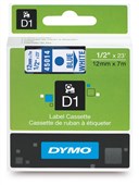 Dymo D1 Label Tape Blue on White 12mm x 7m Each