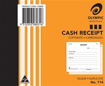 Olympic 714 Cash Receipt Duplicate Book Orange Sold as Each 20 in a Pack