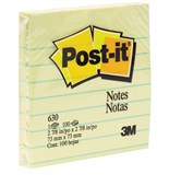 Post It Notes 630 Lined 76x76mm Canary Yellow 12 Pack