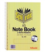 Spirax 570 Notebook 2 Pockets 200 Pages A5 Sold as Each 5 in a Pack