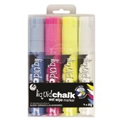 Texta Liquid Chalk Wet Wipe Marker Chisel Tip Assorted 4 Wallet