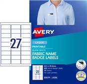 Avery Label Name Badge 27Up Fabric White 15 Pack