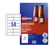 Avery L7123 Labels Glossy Rectangle 14UP White 10 Pack