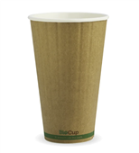 BioPak Kraft Green Stripe Cup Double Wall  460Ml 16Oz 50 Pack Fits Large Lids