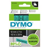 Dymo D1 Label Tape Black on Green 12mm x 7m Each