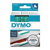Dymo Label Tape Black on Green 19mm x 7m Each