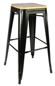 Durafurn Riviera 750 Stool with Timber Seat  Black