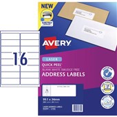 Avery Laser Address Labels White 20 Sheets