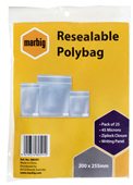 Marbig Resealable Polybags 200Mmx255Mm Writing Panel Pack 25