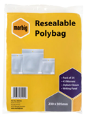 Marbig Resealable Polybags 230Mmx305Mm Writing Panel Pack 25