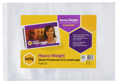 Marbig Sheet Protectors Heavyweight A3 Landscape 25Pack