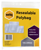 Marbig Zip Lock Bags 155X230Mm Pack 50