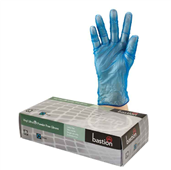 Bastion Vinyl Powder Free Disposable Gloves Blue Small Pack 100
