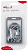 Rexel Id Card Holder With Lanyard Aluminium Silver Portrait
