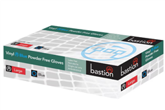 Bastion Vinyl Powder Free Disposable Gloves Blue L Pack 100
