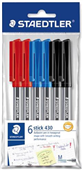 Staedtler 430 Ballpoint Pen Stick Medium Assorted 6 Pack