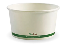 BioPak Hot Bowl 12oz White with Green Stripe 500 Carton