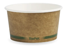 BioPak Hot Bowl 12oz Kraft with Green Stripe 500 Carton