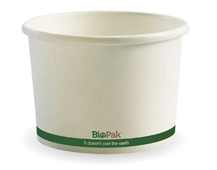 BioPak Hot Bowl 550 16oz White with Green Stripe 500 Carton