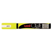 Uni Chalk Marker 25mm Bullet Fluro Yellow Each Sold as Each 12 in a Box