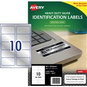 Avery L6012 Laser Labels Heavy Duty Silver 20 Pack