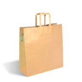 BioPak 320x140x340mm Medium Flat Handle Kraft Paper Bags Carton 200