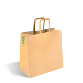 BioPak 280x150x275mm Small Flat Handle Kraft Paper Bags Carton 250