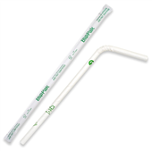 BioPak BioStraw 6mm Individually Wrapped White Bendy Straw Sleeve 250 Sold as Sleeve 250 10 in a Carton